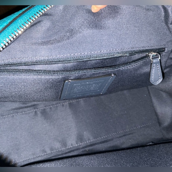 COACH MILLIE SATCHEL TEAL w/SILVER ACCENT VIRTUALLY NEW y2k RARE color pristine - Picture 13 of 17